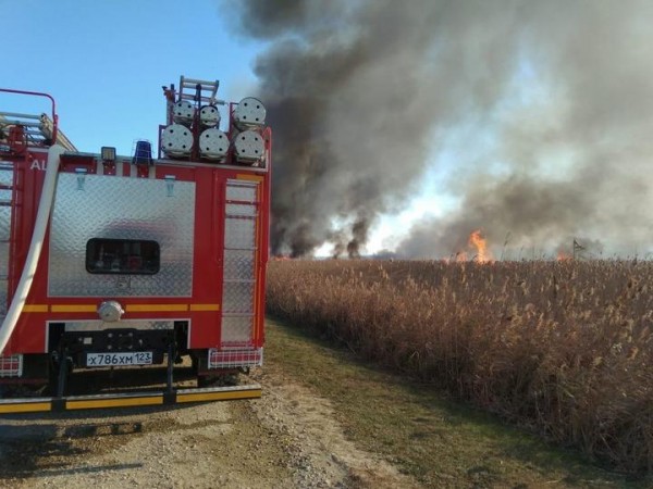 Ландшафтный пожар под Анапой угрожает домам жителей