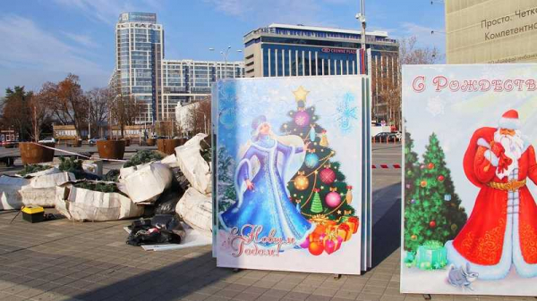 В Краснодаре начали установку главной городской елки