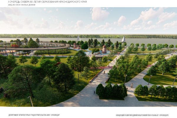 В Краснодаре представили концепцию развития набережной вдоль реки Кубань от Юбилейного микрорайона до Тургеневского моста