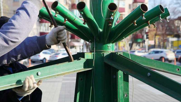 В Краснодаре начали установку главной городской елки