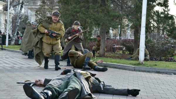 12 февраля 1943 г.: краснодарцам показали реконструкцию освобождения города от фашистских оккупантов