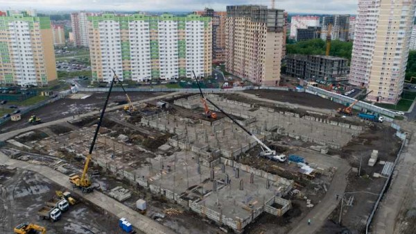 В микрорайоне Гидростроителей Краснодара возводят цокольный этаж новой большой школы на 1550 мест В микрорайоне Гидростроителей Краснодара возводят цокольный этаж новой большой школы на 1550 мест