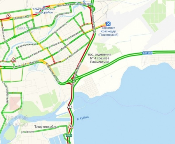 Пятничная "эвакуация" на море спровоцировала огромную пробку в Краснодаре