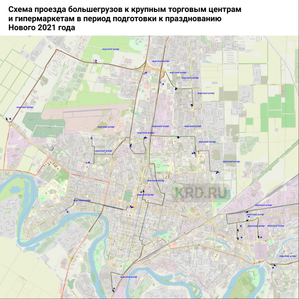 В Краснодаре накануне Нового года грузы в ТРЦ и на склады будут доставлять по ночам